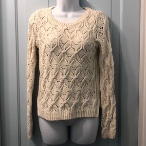 Loft white cotton and acrylic long sleeve sweater